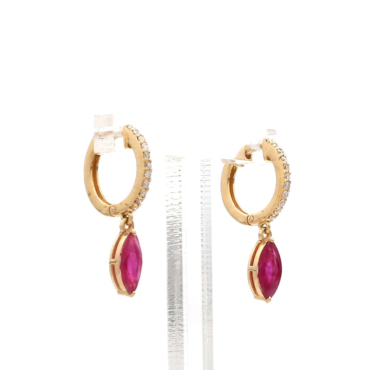 Ruby Marquise Diamond Mini Huggies Earrings - qivii