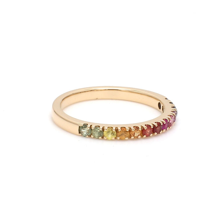 Rainbow Sapphire Round Half Eternity Ring - qivii