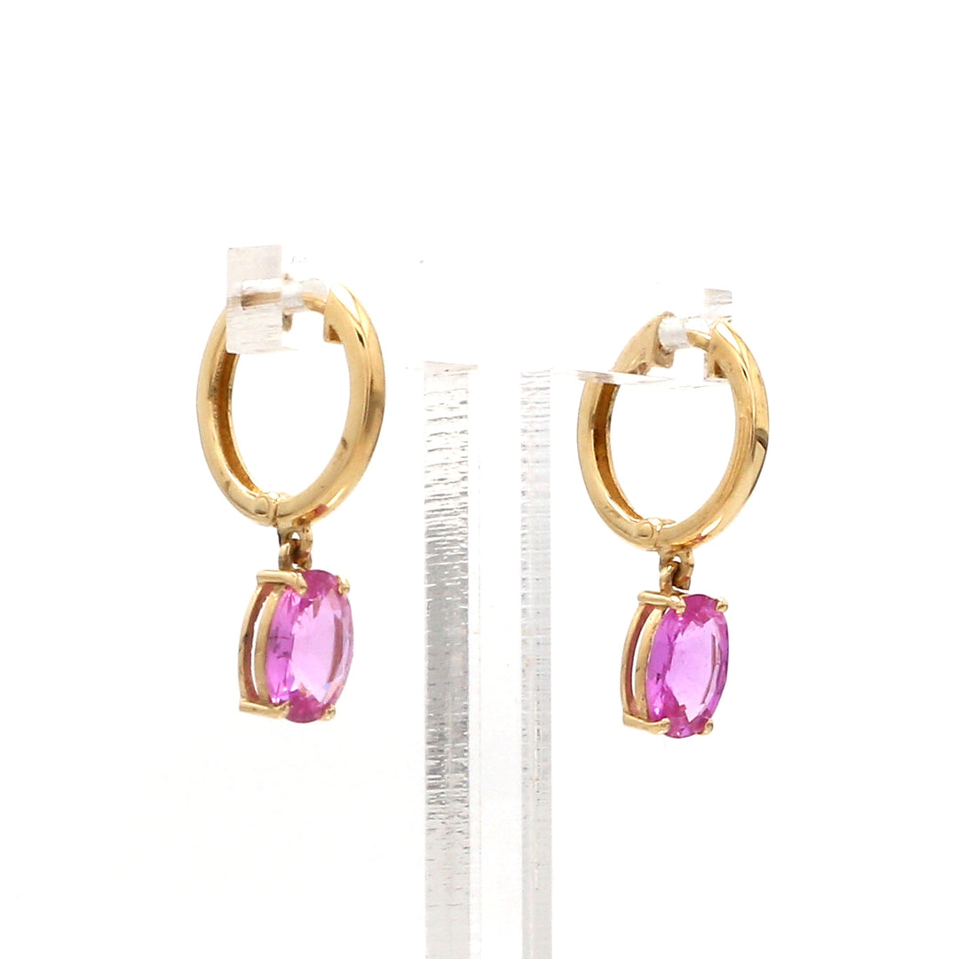 Pink Sapphire Oval Prong Set Mini Earrings - qivii