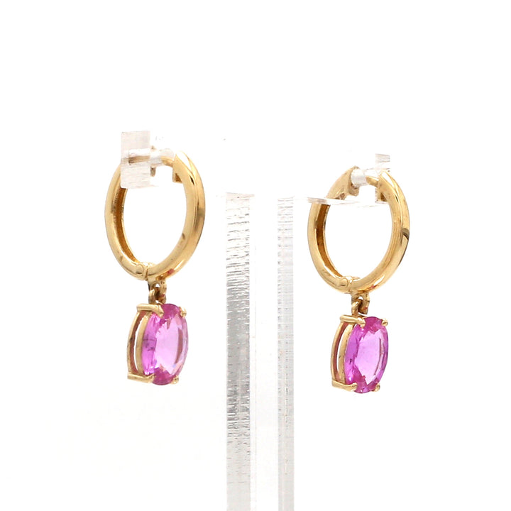 Pink Sapphire Oval Prong Set Mini Earrings - qivii