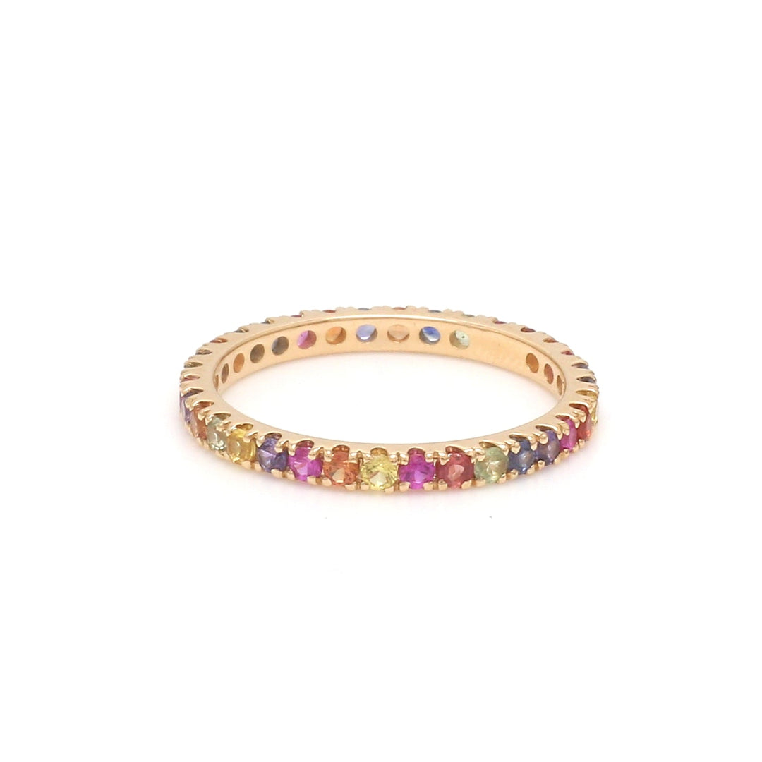 Rainbow Sapphire Round Random Thin Ring - qivii