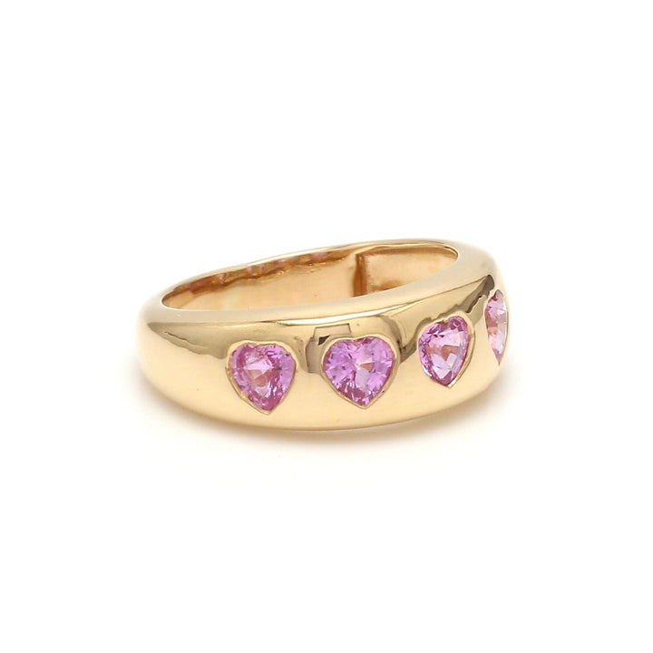Pink Sapphire Five Heart Chunky Ring - qivii