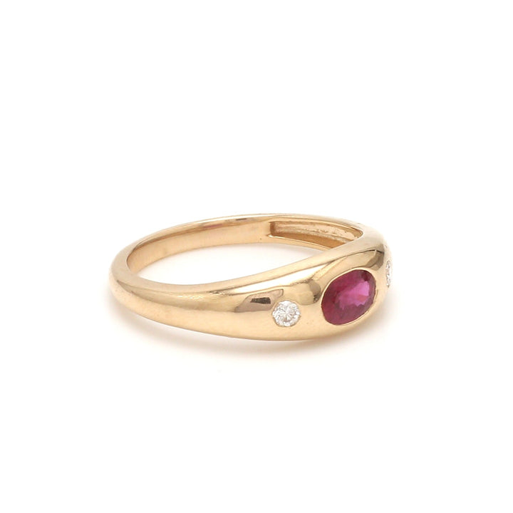 Ruby Oval Round Diamond Mini Chunky Ring - qivii