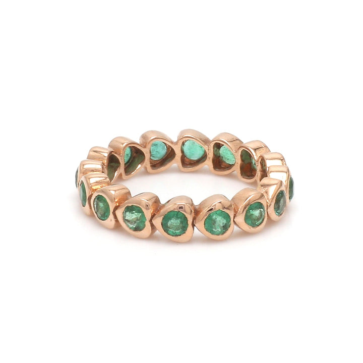 Emerald Round Bezel Set Heart Ring - qivii