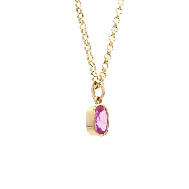 Pink Sapphire Cushion Charm Pendant - qivii