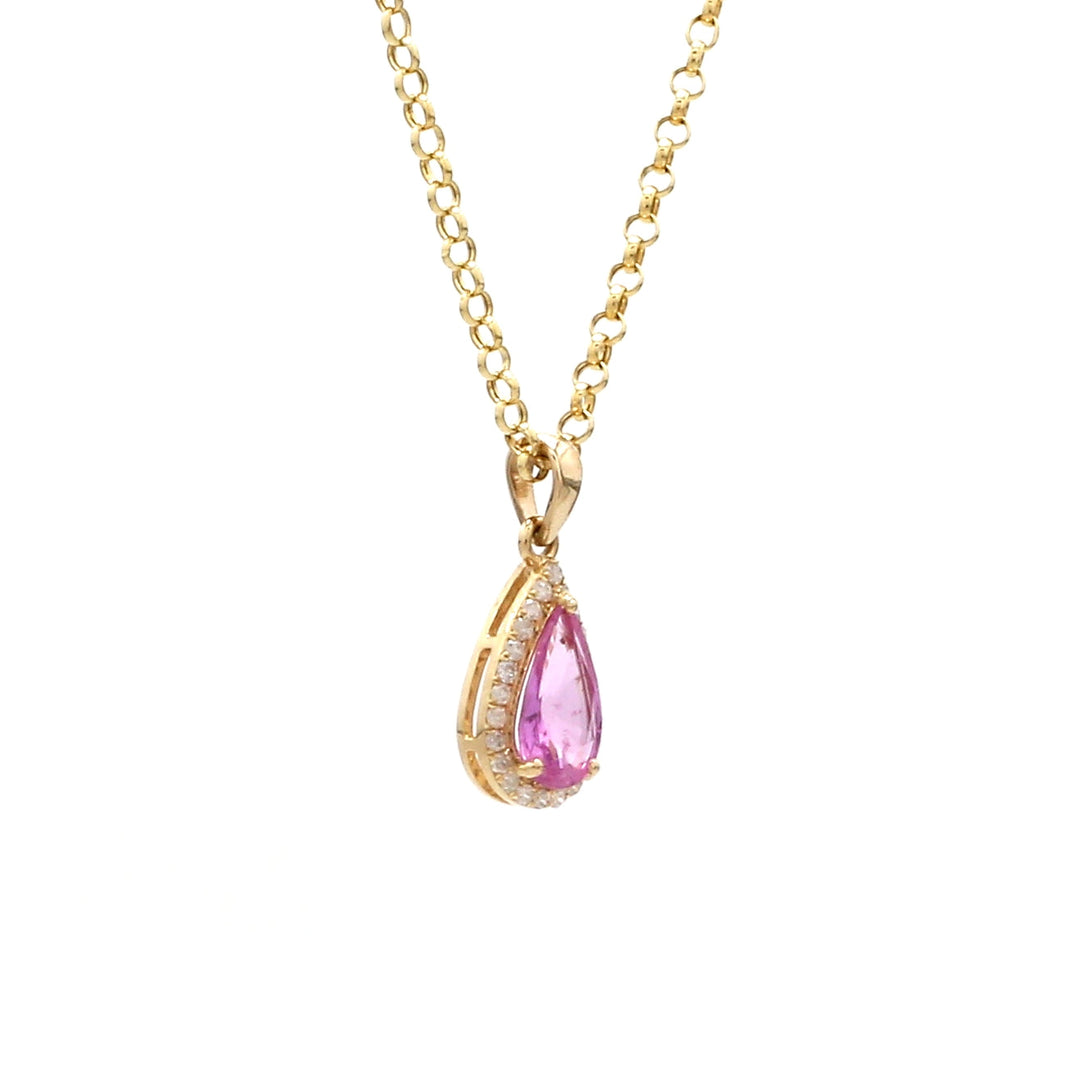 Pink Sapphire Pear Charm Pendant - qivii