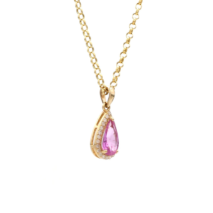 Pink Sapphire Pear Charm Pendant - qivii