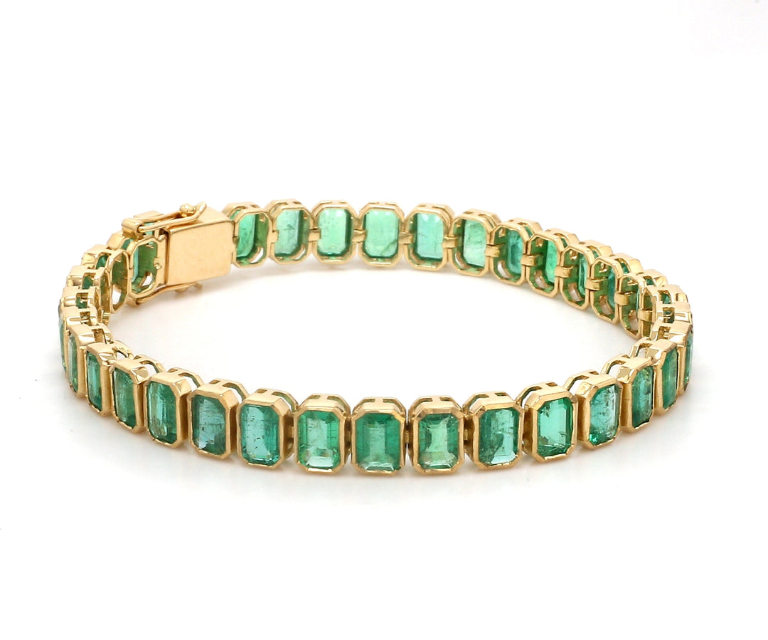 Emerald Octagon Bezel Set Bracelet (Small) - qivii
