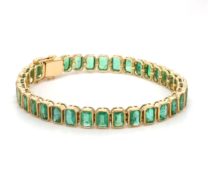 Emerald Octagon Bezel Set Bracelet (Small) - qivii