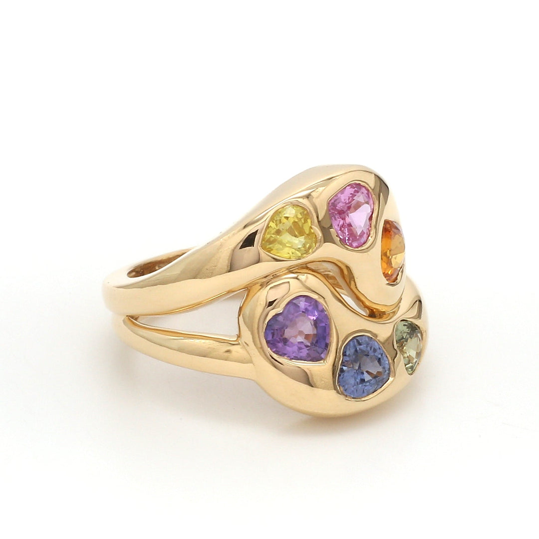 Rainbow Heart Knot Ring - qivii