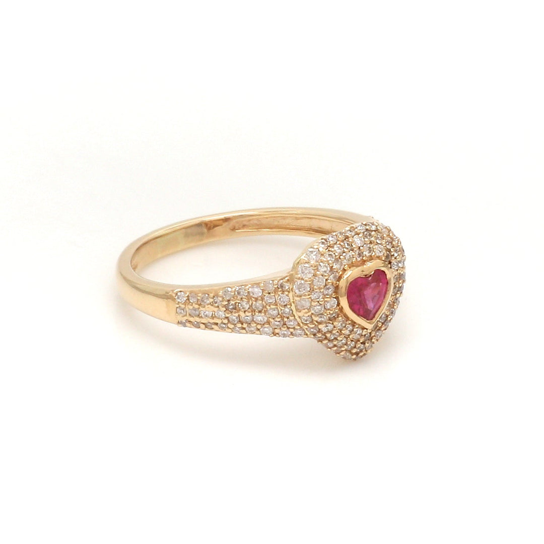 Ruby Diamond Heart Pinky Ring - qivii