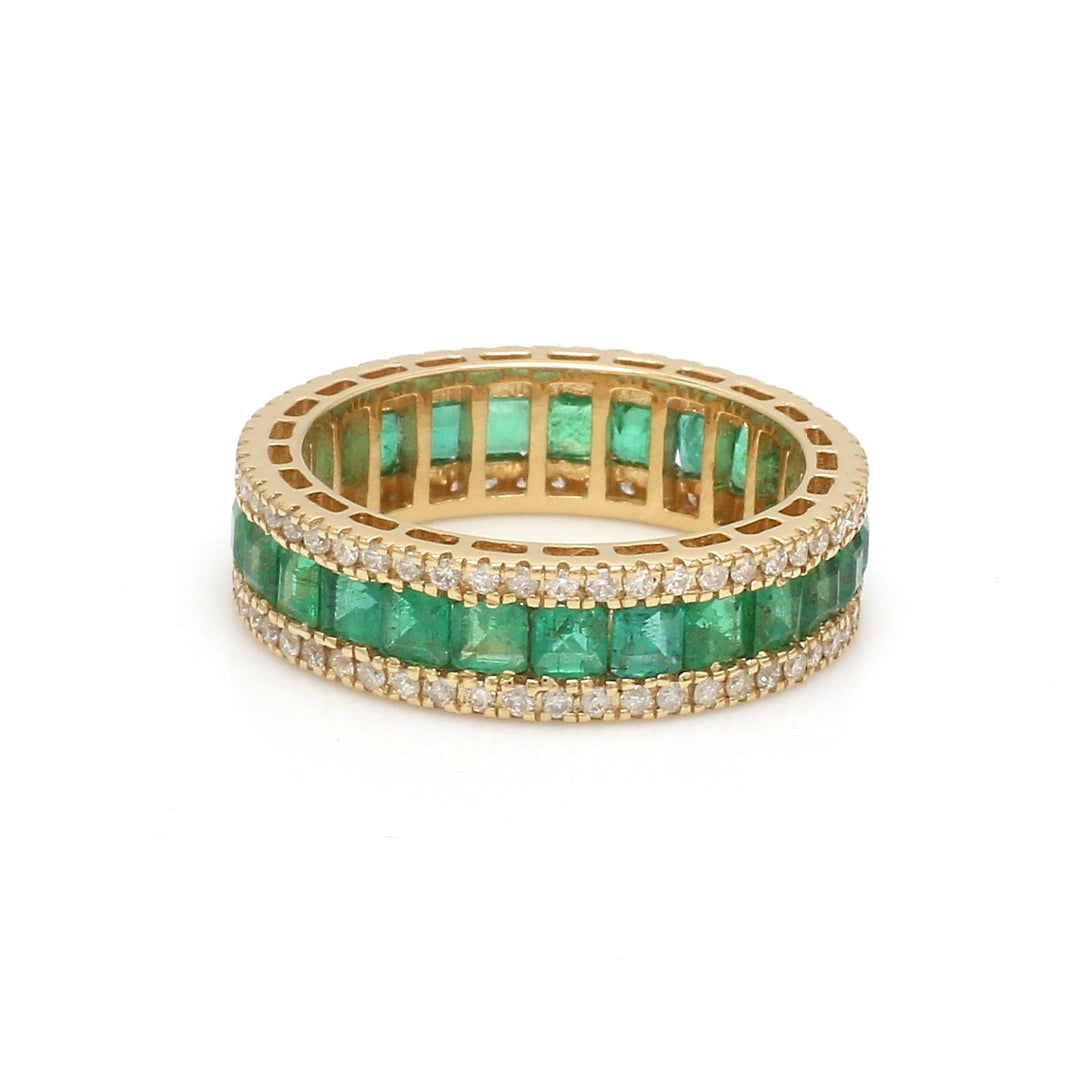 Emerald Diamond Princess Eternity Ring - qivii