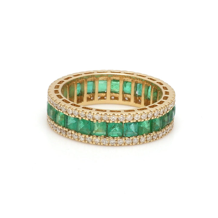Emerald Diamond Princess Eternity Ring - qivii