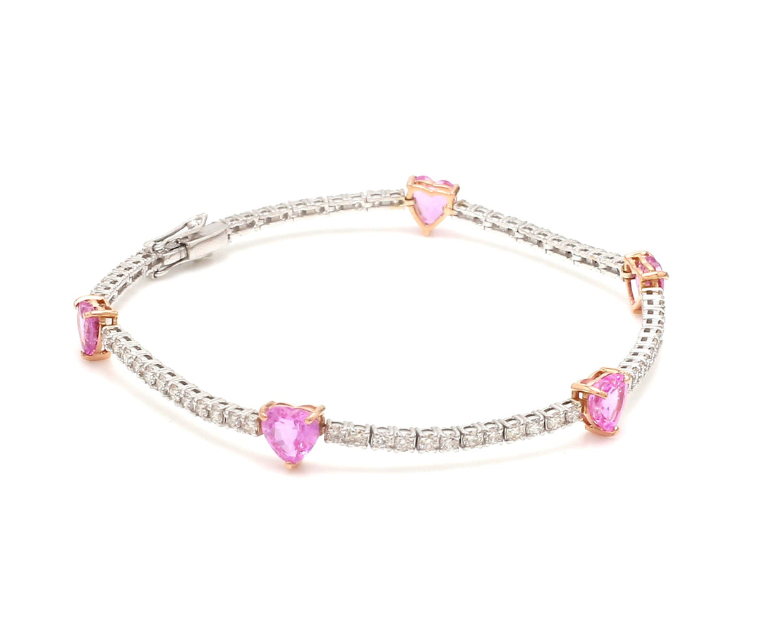 Pink Sapphire Heart Diamond Bracelet - qivii