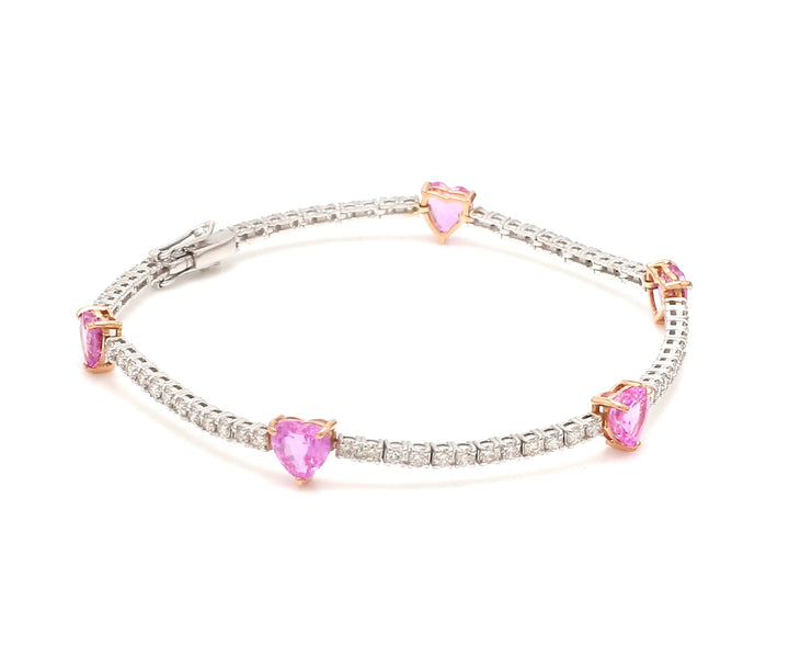 Pink Sapphire Heart Diamond Bracelet - qivii