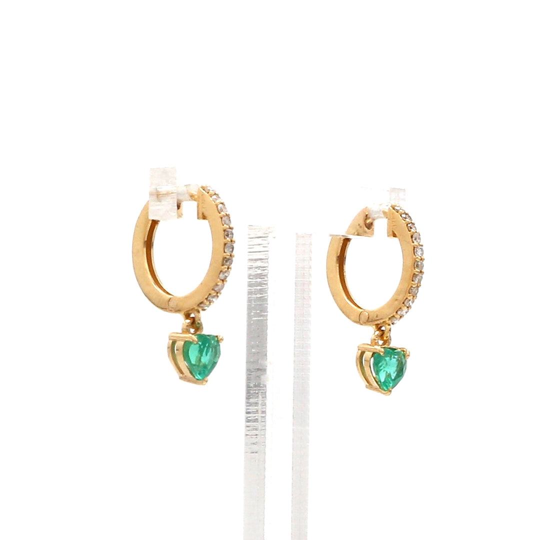 Emerald Heart Mini Huggies Earrings - qivii