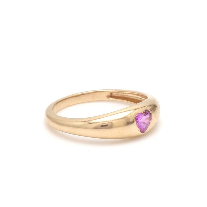Pink Sapphire Heart Mini Chunky Ring - qivii