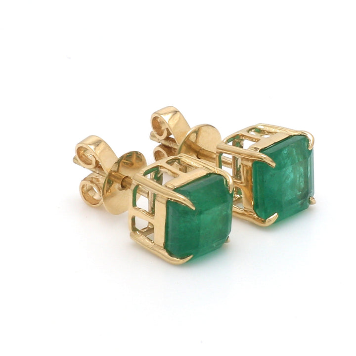 Emerald Asscher Cut Prong Set Studs - qivii