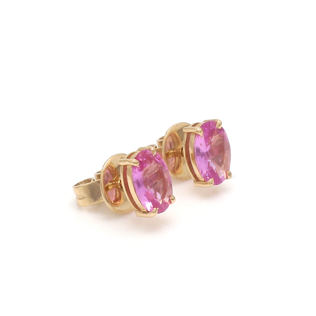 Pink Sapphire Oval Prong Set Studs - qivii