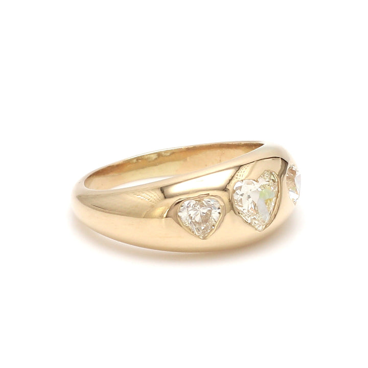 Diamond Three Heart Gypsy Ring - qivii