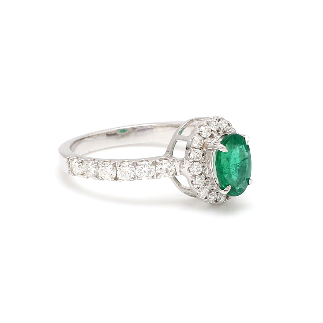 Emerald Oval Diamond Halo Ring - qivii