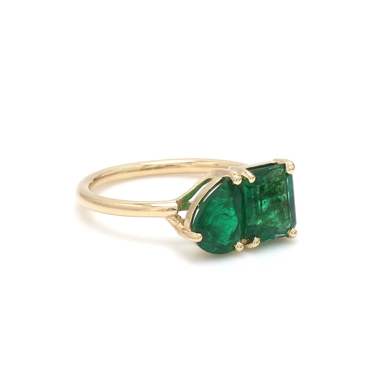 Emerald Two Stone Ring - qivii
