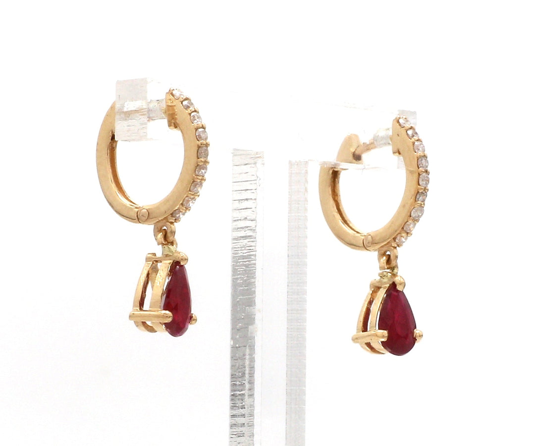 Ruby Pear Diamond Mini Huggies Earrings - qivii