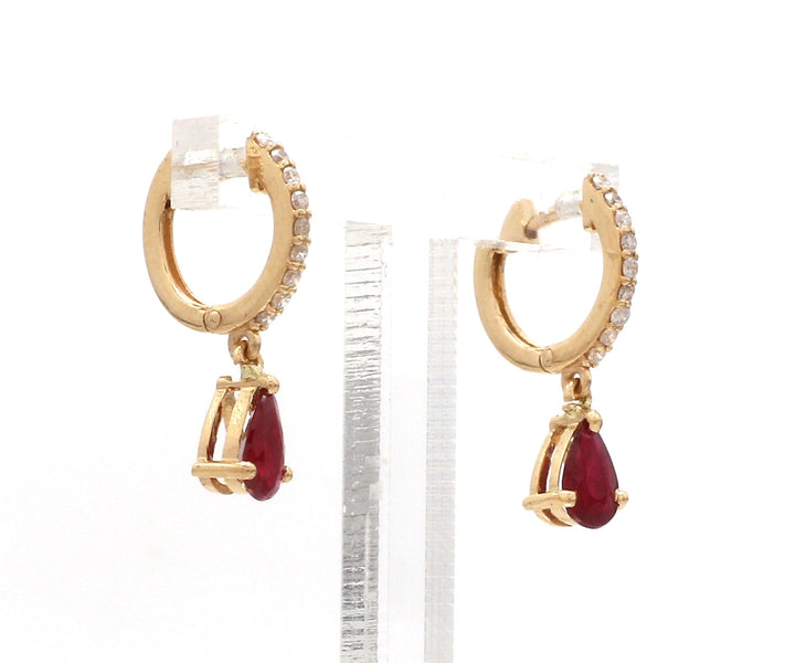 Ruby Pear Diamond Mini Huggies Earrings - qivii