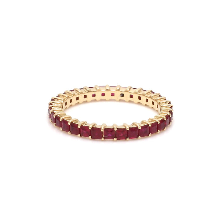 Ruby Princess Cut Eternity Thin Band Ring - qivii