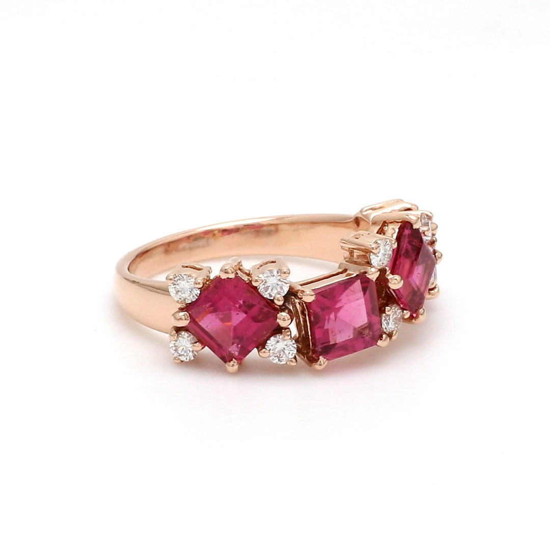Pink Tourmaline Square Random Ring - qivii