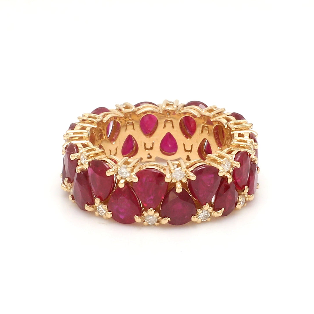 Ruby Pear and Diamond Ring - qivii