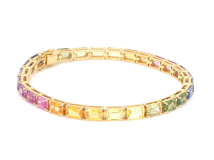 Rainbow Sapphire Big Emerald Cut Bracelet - qivii