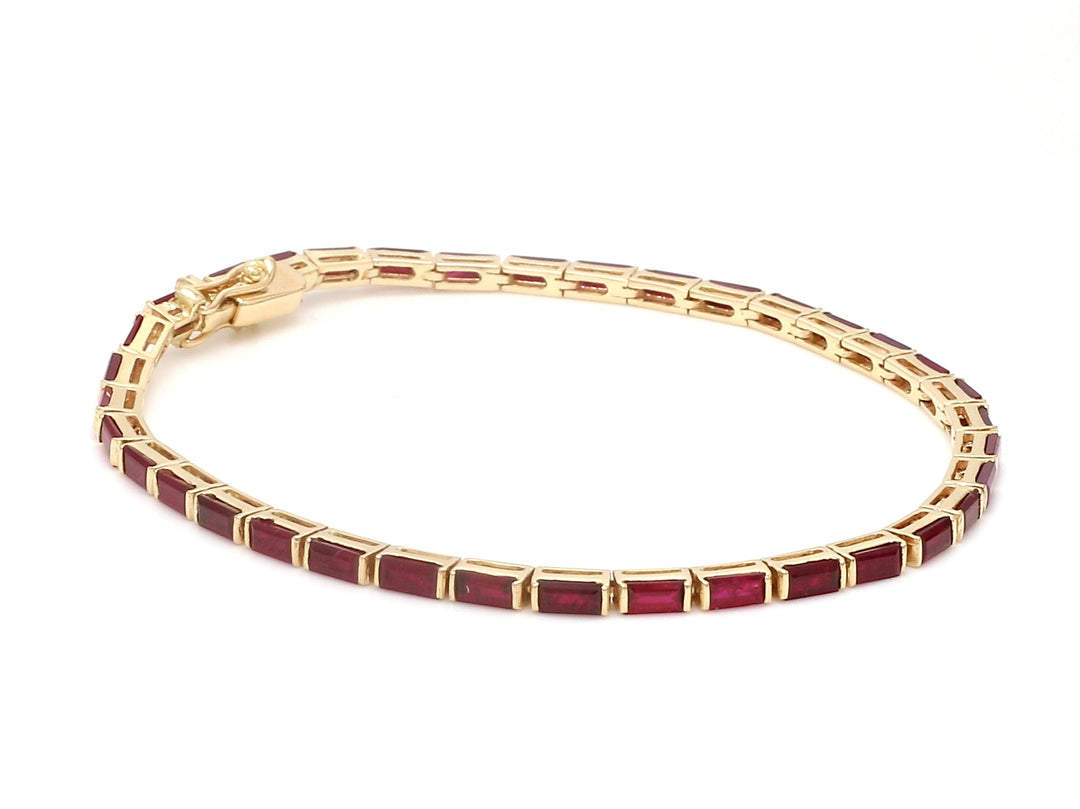 Ruby Baguette Bar Set Tennis Bracelet - qivii