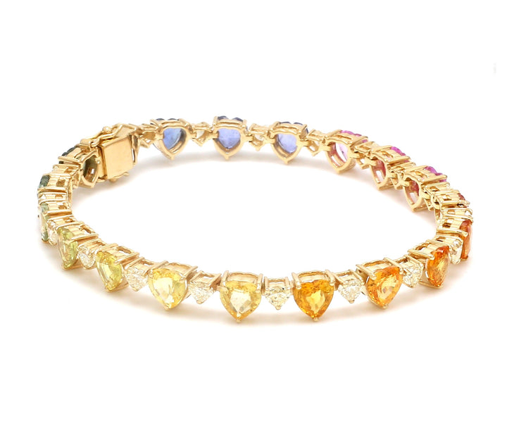 Rainbow Sapphire and Diamond Heart Bracelet - qivii
