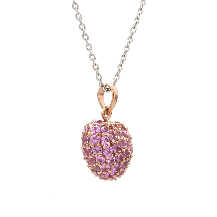 Pink Sapphire Pave Heart Pendant - qivii