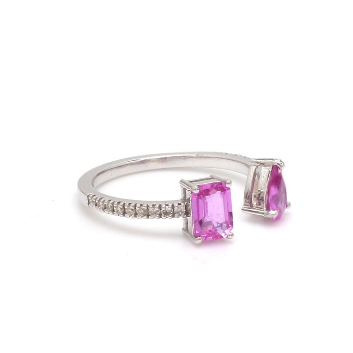 Pink Sapphire Octagon and Pear Open Ring - qivii