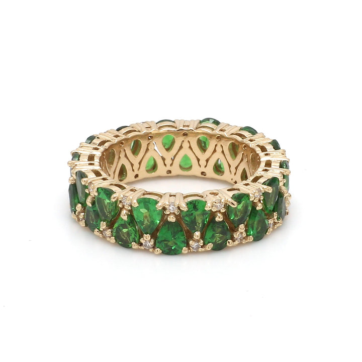 Tsavorite Pear and Diamond Ring - qivii