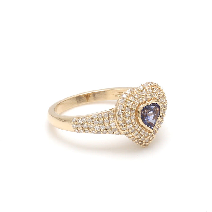 Blue Sapphire Heart Pinky Ring - qivii