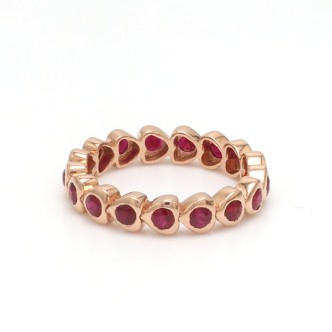 Ruby Heart Round Ring - qivii