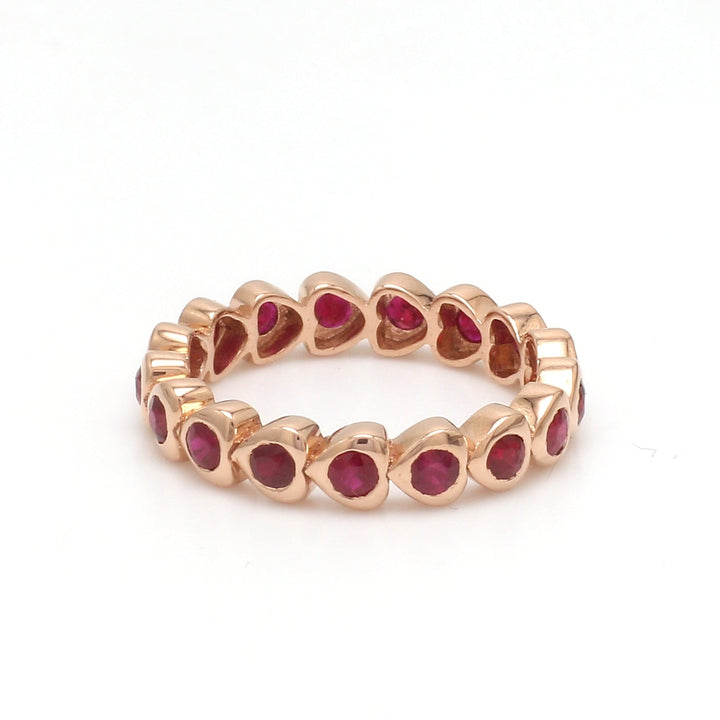 Ruby Heart Round Ring - qivii