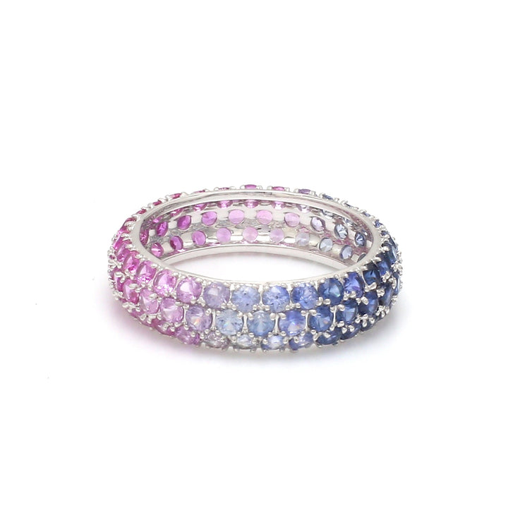 Blue Pink Purple Sapphire Pave Ombre Ring - qivii