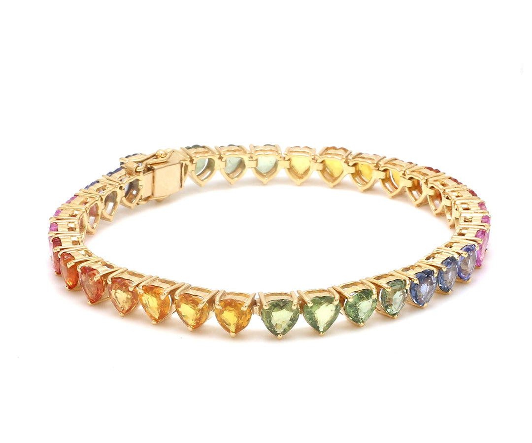 Rainbow Sapphire Big Heart Bracelet - qivii