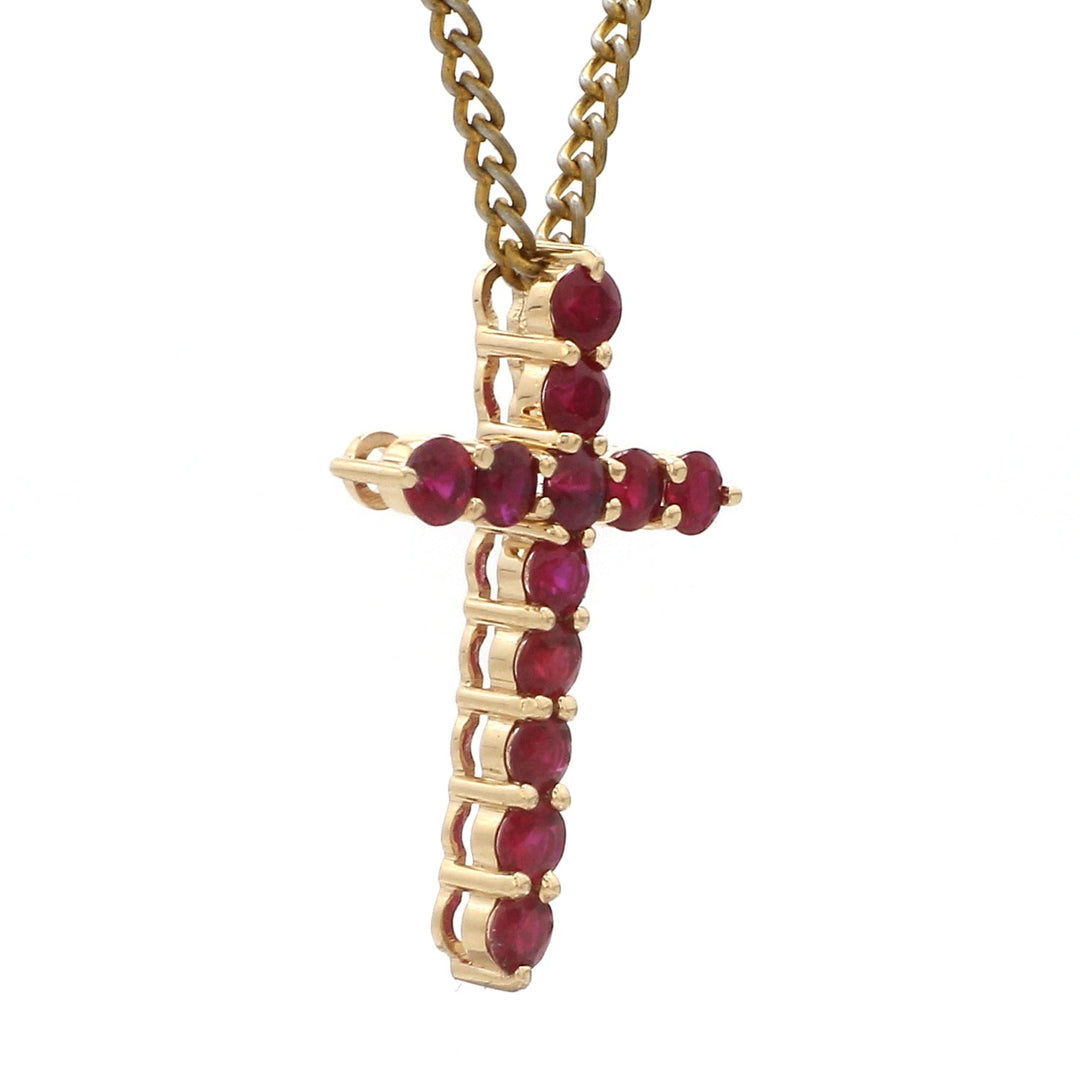 Ruby Round Cross Pendant - qivii