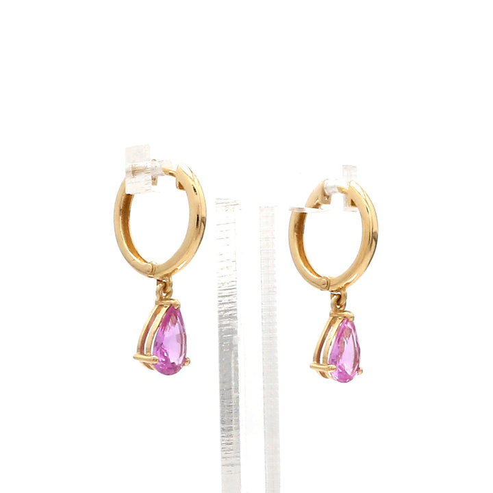 Pink Sapphire Pear Prong Set Mini Earrings - qivii