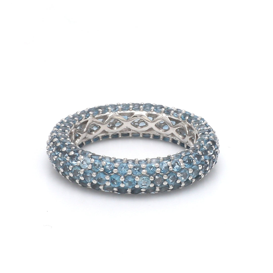Blue Topaz Round Pave Ring - qivii