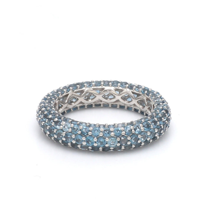 Blue Topaz Round Pave Ring - qivii