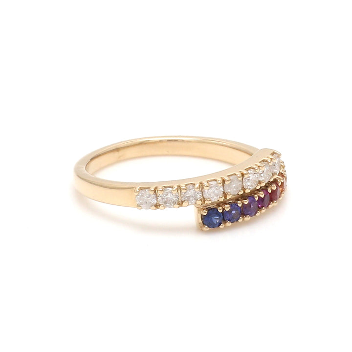 Rainbow Sapphire and Diamond Twist Ring - qivii