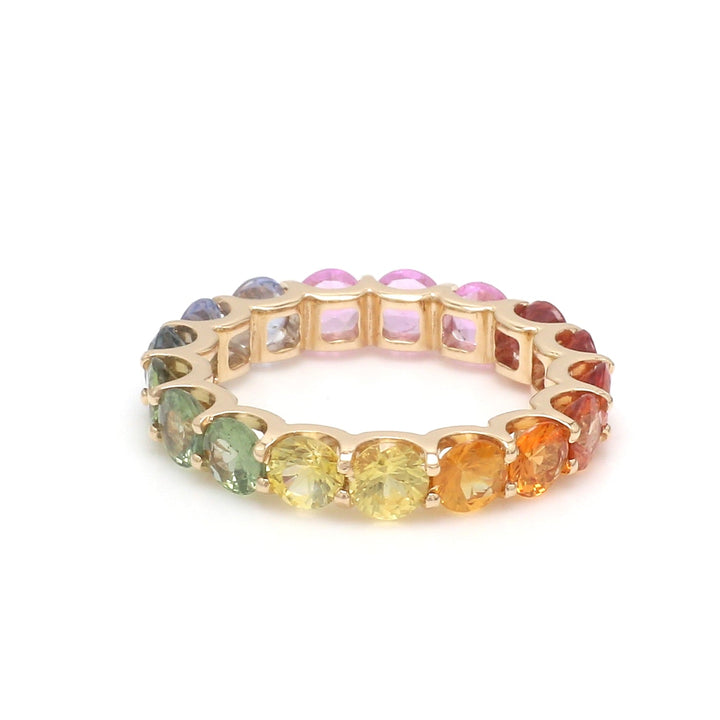 Rainbow Sapphire Round U-Prong Ring - qivii