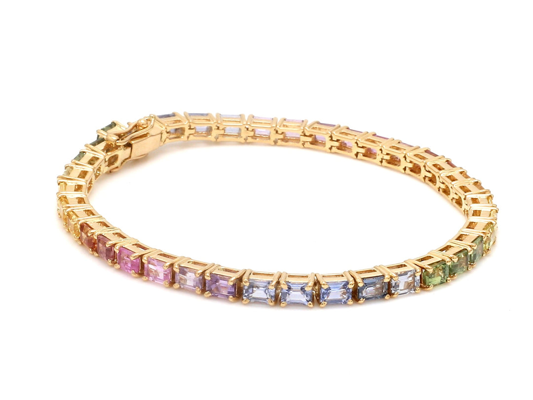 Rainbow Sapphire Small Octagon Pastel Bracelet - qivii