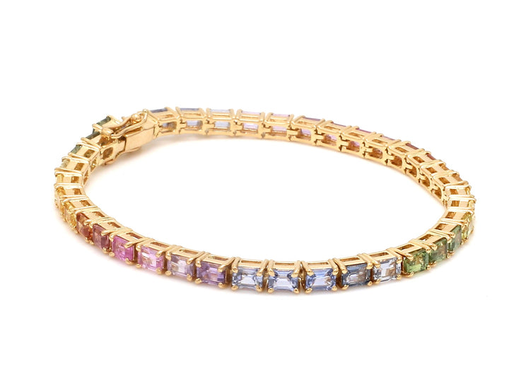 Rainbow Sapphire Small Octagon Pastel Bracelet - qivii
